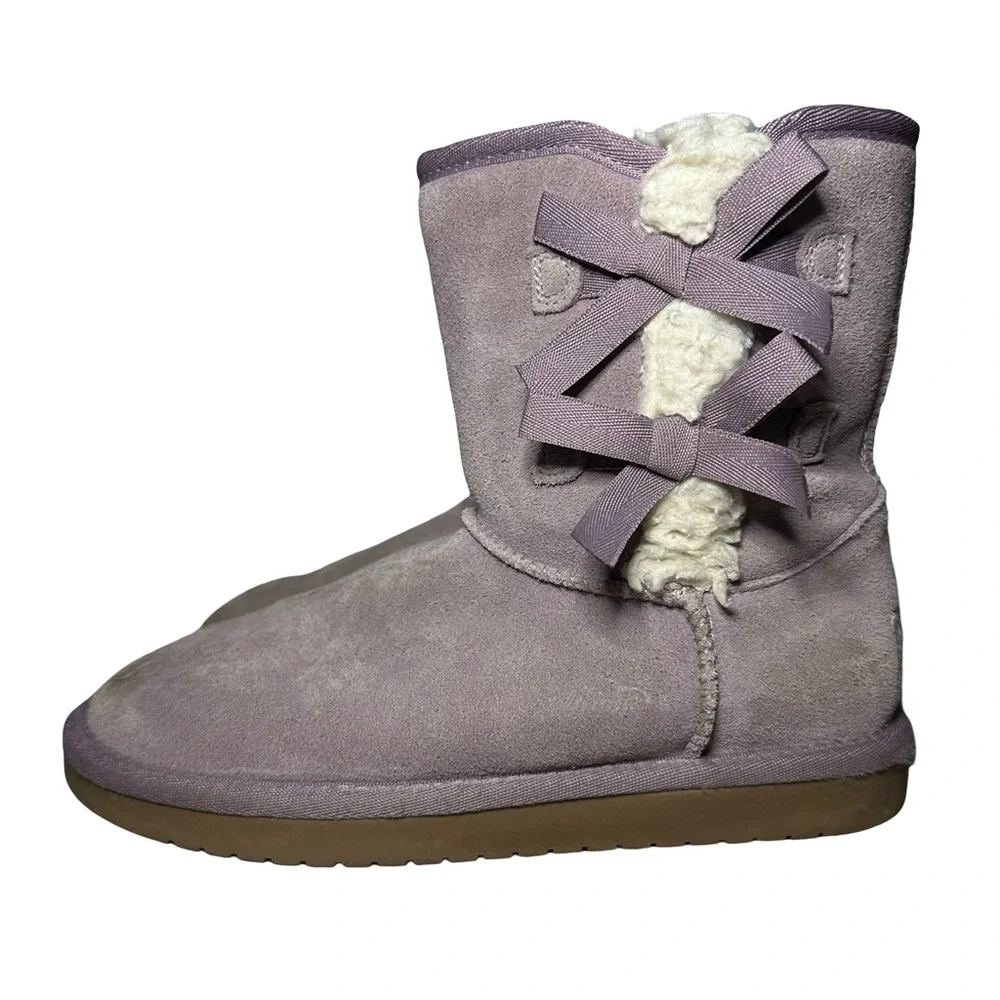 Koolaburra By UGG Girls Boots Size 3 Victoria Short Elderberry Lavender Suede
